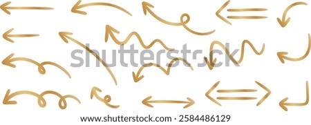 Hand drawn arrows set gold