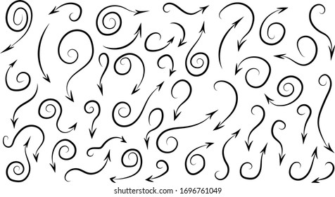 Hand drawn arrows set. Guides vector arrows.