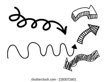 Flechas dibujadas a mano Establecer vector de ilustración 