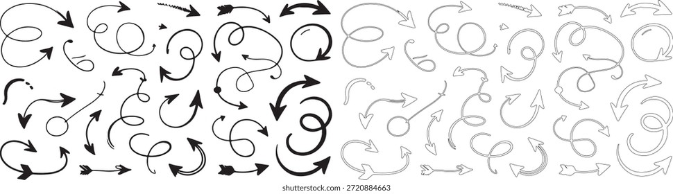 Flechas dibujadas a mano para infografías Varios diseños de flechas