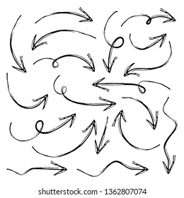 hand drawn arrows set isolated on a white background - Vector