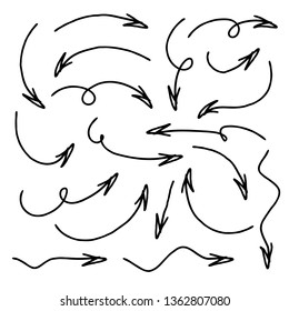 hand drawn arrows set isolated on a white background - Vector