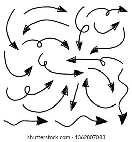 hand drawn arrows set isolated on a white background - Vector