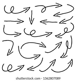 hand drawn arrows set isolated on a white background - Vector