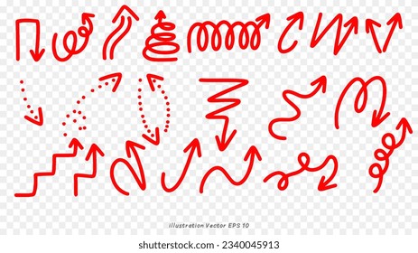 Hand drawn arrows set isolated on white background. Vector illustration EPS 10