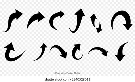 Hand drawn arrows set isolated on white background. Vector illustration EPS 10