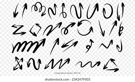 Las flechas dibujadas a mano están aisladas en el fondo blanco. Ilustración del vector EPS 10