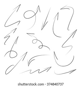 hand drawn arrows set, isolated vector