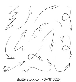 hand drawn arrows set, isolated vector