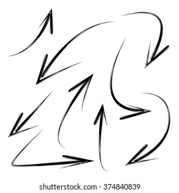 hand drawn arrows set, isolated vector