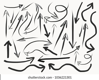 Hand drawn arrows set on a white background