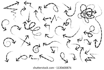 Hand drawn arrows set on a white background. Vector art