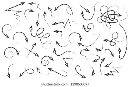 Hand drawn arrows set on a white background. Vector art