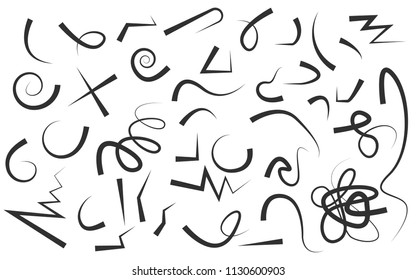 Hand drawn arrows set on a white background. Vector art
