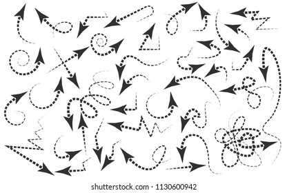 Hand drawn arrows set on a white background. Vector art