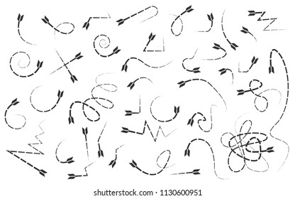 Hand drawn arrows set on a white background. Vector art
