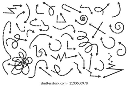 Hand drawn arrows set on a white background. Vector art