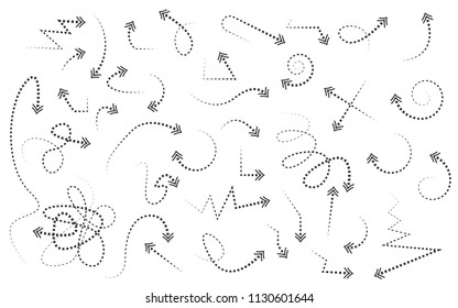 Hand drawn arrows set on a white background. Vector art