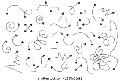 Hand drawn arrows set on a white background. Vector art