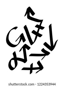 Hand drawn arrows set on a white background. Vector art