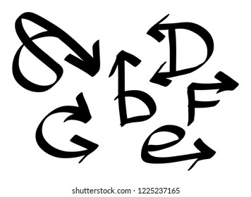 Hand drawn arrows set on a white background. Vector art