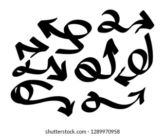 Hand drawn arrows set on a white background. Vector art