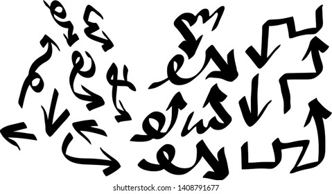 Hand drawn arrows set on a white