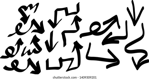 Hand drawn arrows set on a white