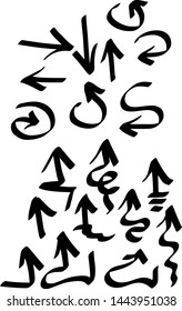 Hand drawn arrows set on a white background. Vector art