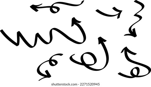 Hand drawn arrows set on a white background. Vector art