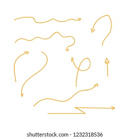 Hand drawn arrows set. Sketch hand draw arrows vector