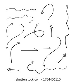 Arcos dibujados a mano. Esbozar el vector de las flechas de dibujo a mano