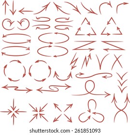 hand drawn arrows set, sketched style, vector