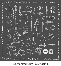 Hand drawn arrows set. Template for your design works. Vector illustration.