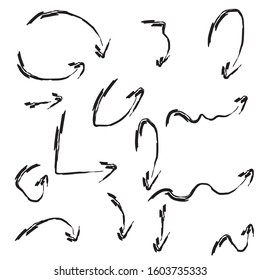 Hand drawn arrows set, vector