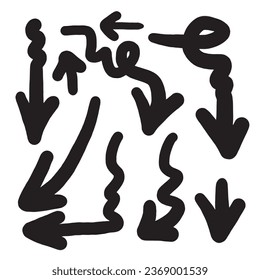 Hand drawn arrows set, vector illustration graphic design elements.
