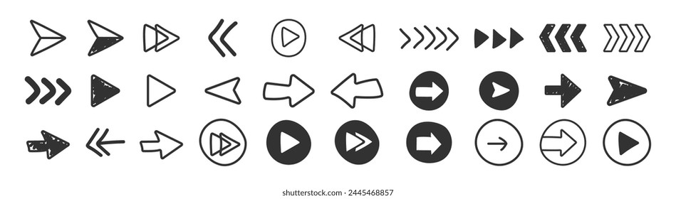 Hand drawn arrows set. Vector doodle icon. Arrows hand drawn elements line art vector set art illustration
