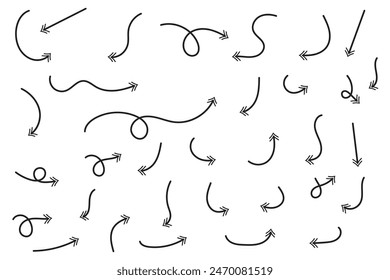 Hand drawn arrows set. Vector doodle icon.
