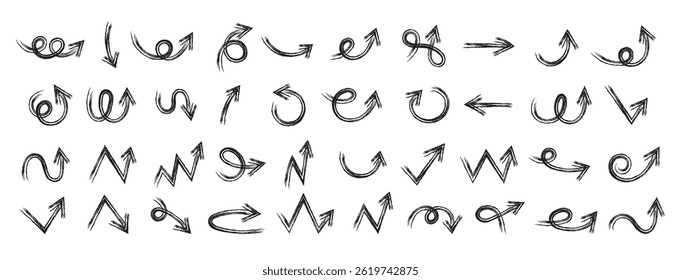 Hand Drawn Arrows Set vector collection, Grunge arrow brush drawn, doodle symbols decorative element design illustration