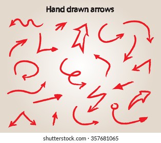 Hand drawn arrows. Arrows set. Vector illustration.