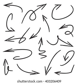 hand drawn arrows set vector illustration