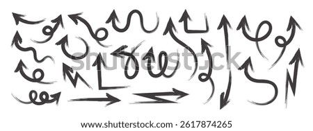 Hand Drawn Arrows Set vector collection, Grunge arrow brush drawn, doodle symbols decorative element design illustration