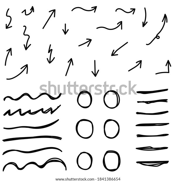 Hand Drawn\
Arrows , Underline And Circle Vector\
