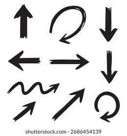 Hand Drawn Arrows in Various Styles Black Arrows Pointing in Different Directions Artistic Arrow Set Design Elements