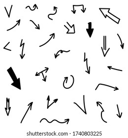 Hand Drawn Arrows . Vector Arrow Set