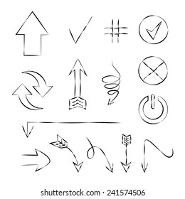 hand drawn arrows, vector arrow set