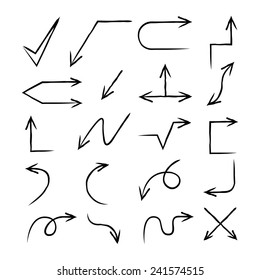 hand drawn arrows, vector arrow set