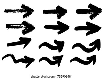 Hand Drawn Arrows, Vector Brush Strokes