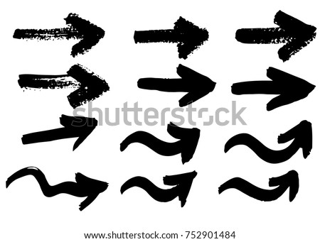 Hand drawn arrows, vector brush strokes