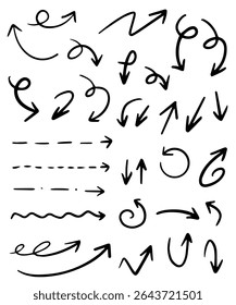 hand drawn arrows vector cartoon doodle set
